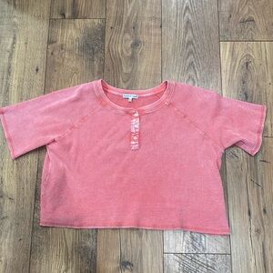 Fitz & Eddi Waffle Knit Cropped Henley Size Large